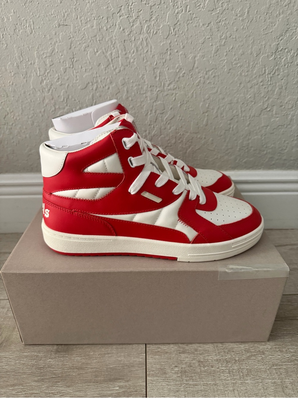 Palm Angels Red and White High-Top Sneakers men 10 new